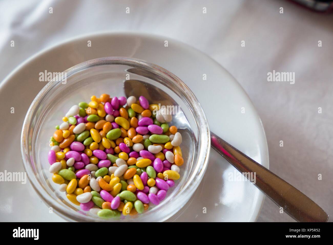 Anise flavored candies served on bowl in Indian restaurant Stock Photo Alamy