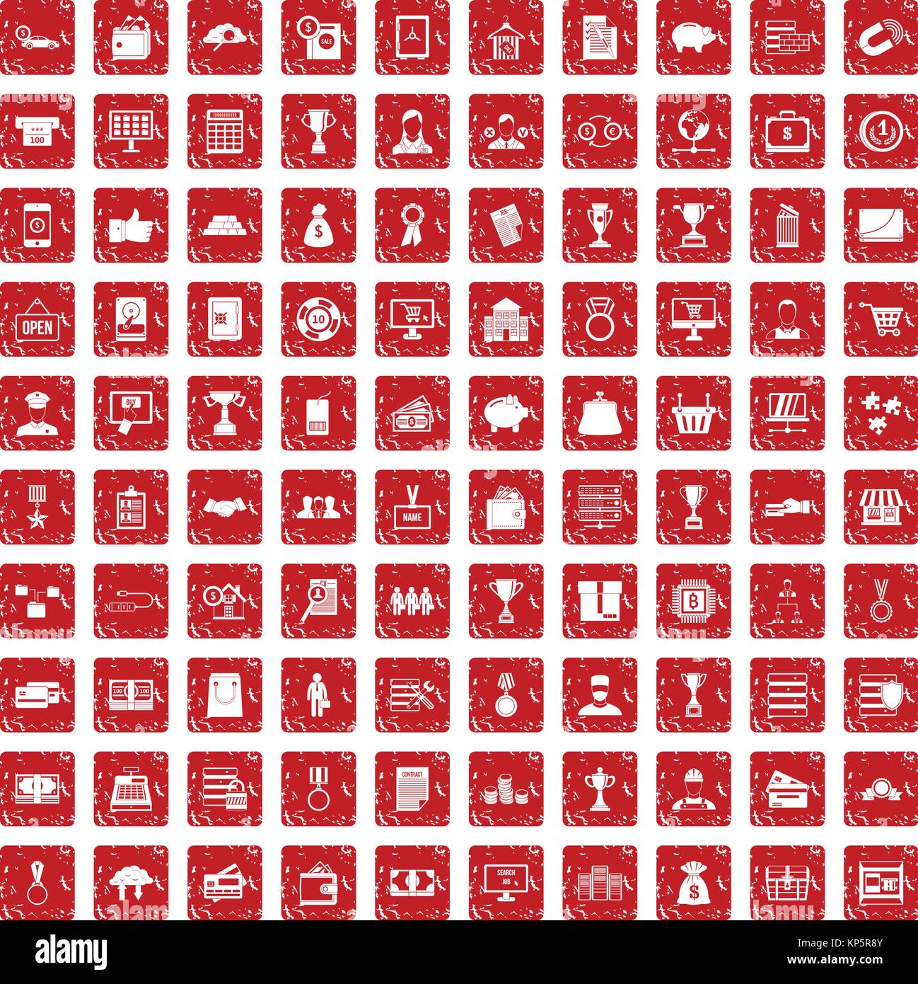 100 business icons set grunge red Stock Vector Image & Art - Alamy