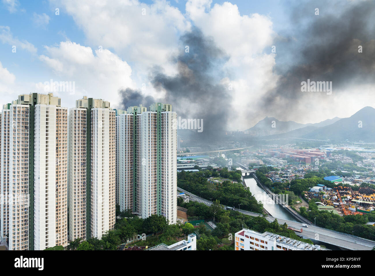 Fire accident in apartment building Stock Photo Alamy