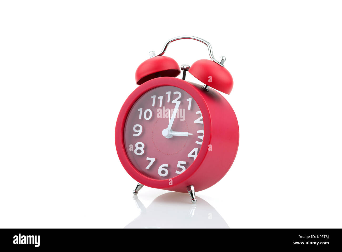Red alarm clock isolated on white background Stock Photo - Alamy