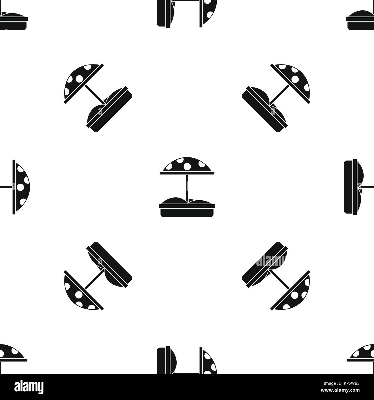 Sandbox with dotted umbrella pattern seamless black Stock Vector Image