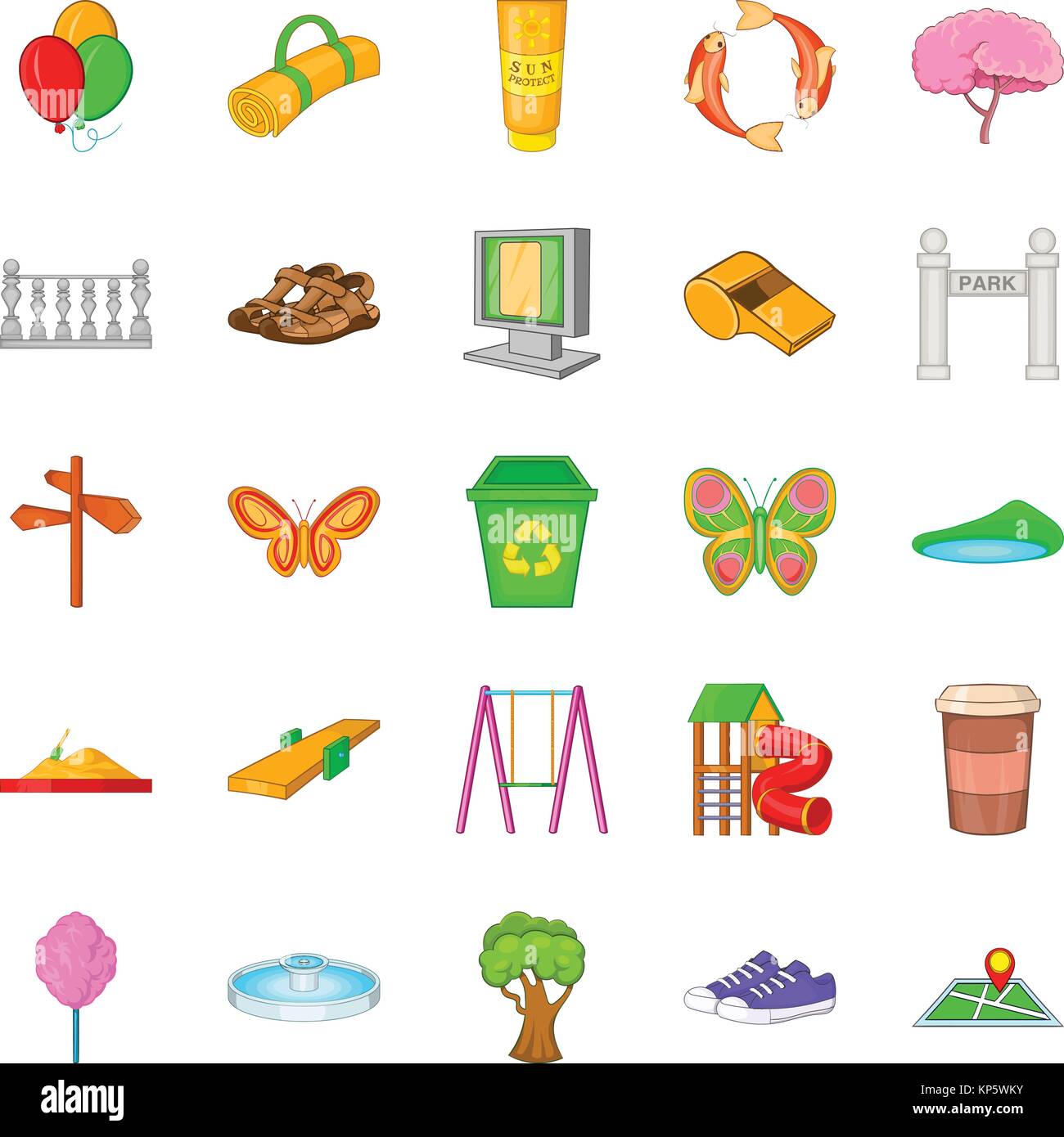 Urban park icons set, cartoon style Stock Vector Image & Art - Alamy