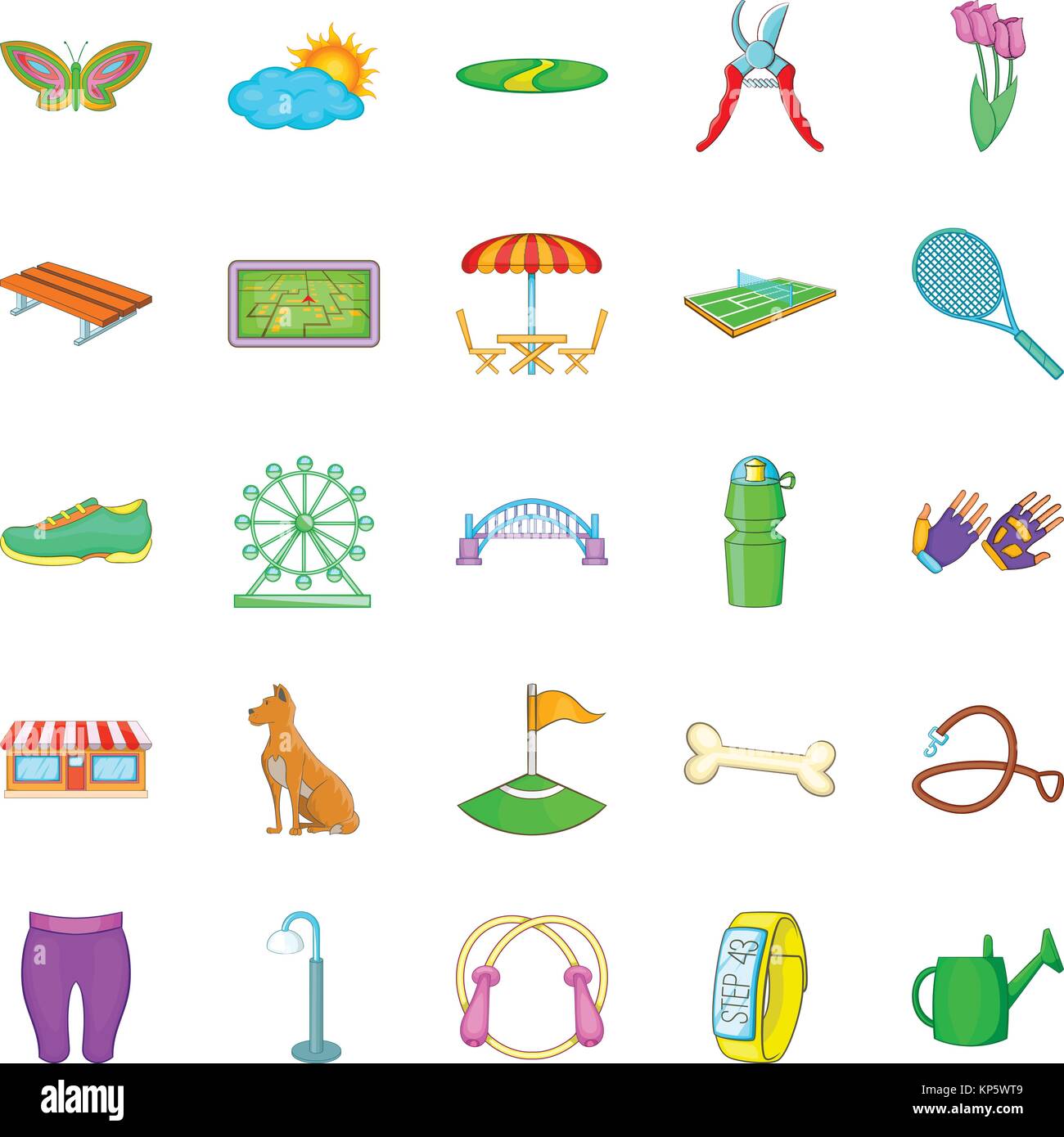 Walk in park icons set, cartoon style Stock Vector Image & Art - Alamy