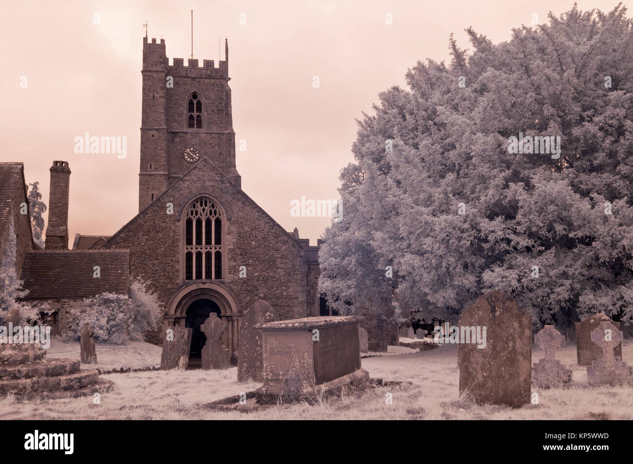 infrared picture of the churchyard, cemetry and Church of St George in ...