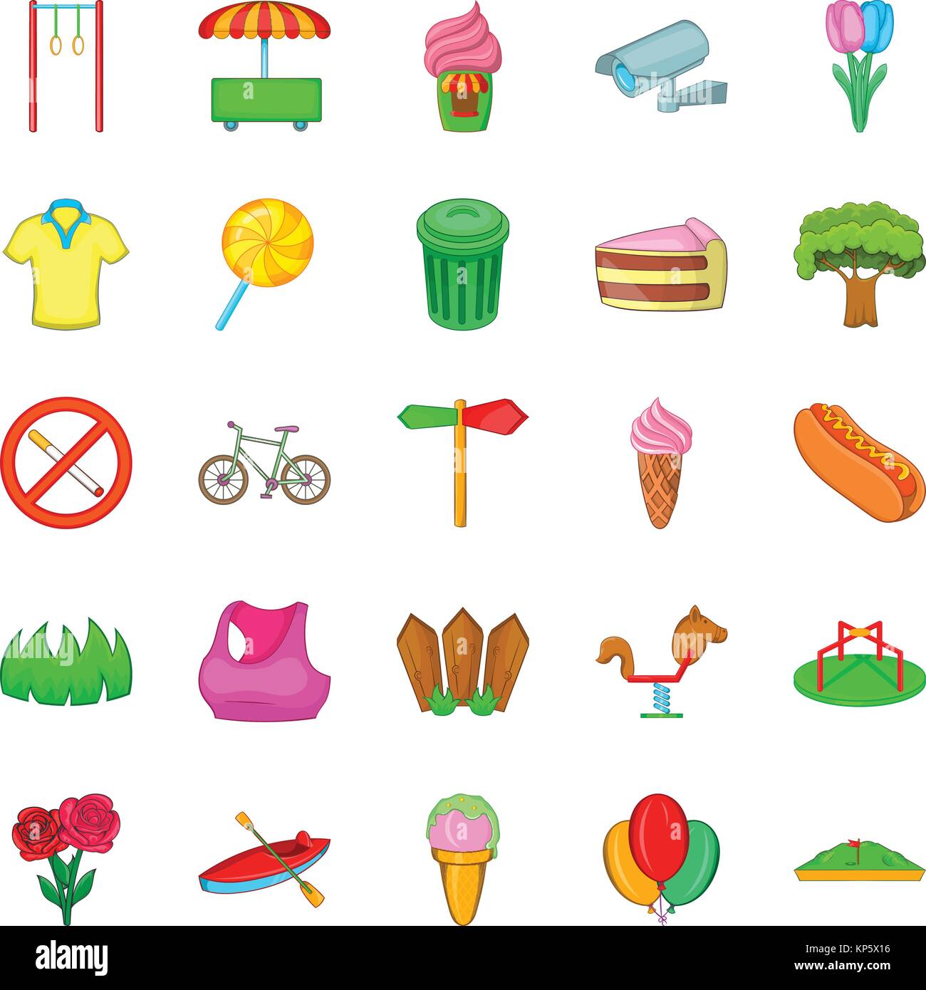 Beautiful park icons set, cartoon style Stock Vector Image & Art - Alamy