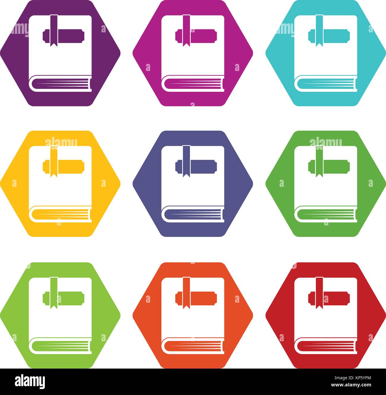 Thick book with bookmark icon set color hexahedron Stock Vector Image ...