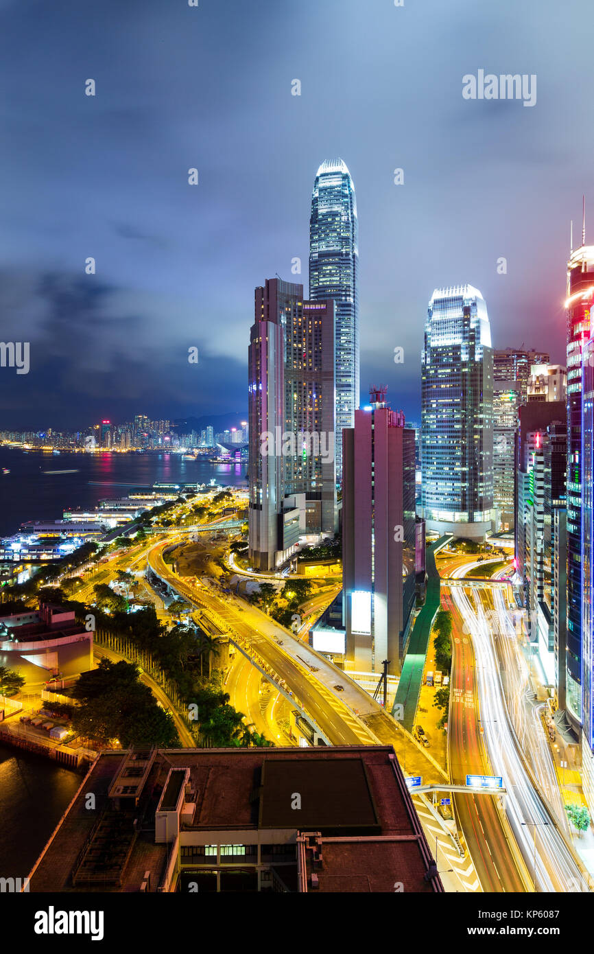 Hong Kong building at night Stock Photo - Alamy