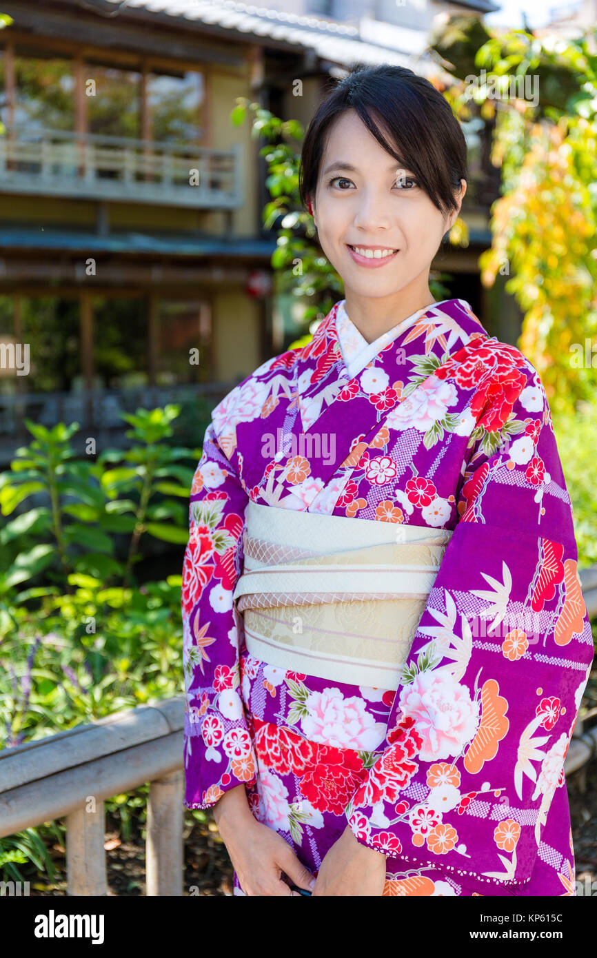 Woman wear with kimono dress in Kyoto Stock Photo - Alamy