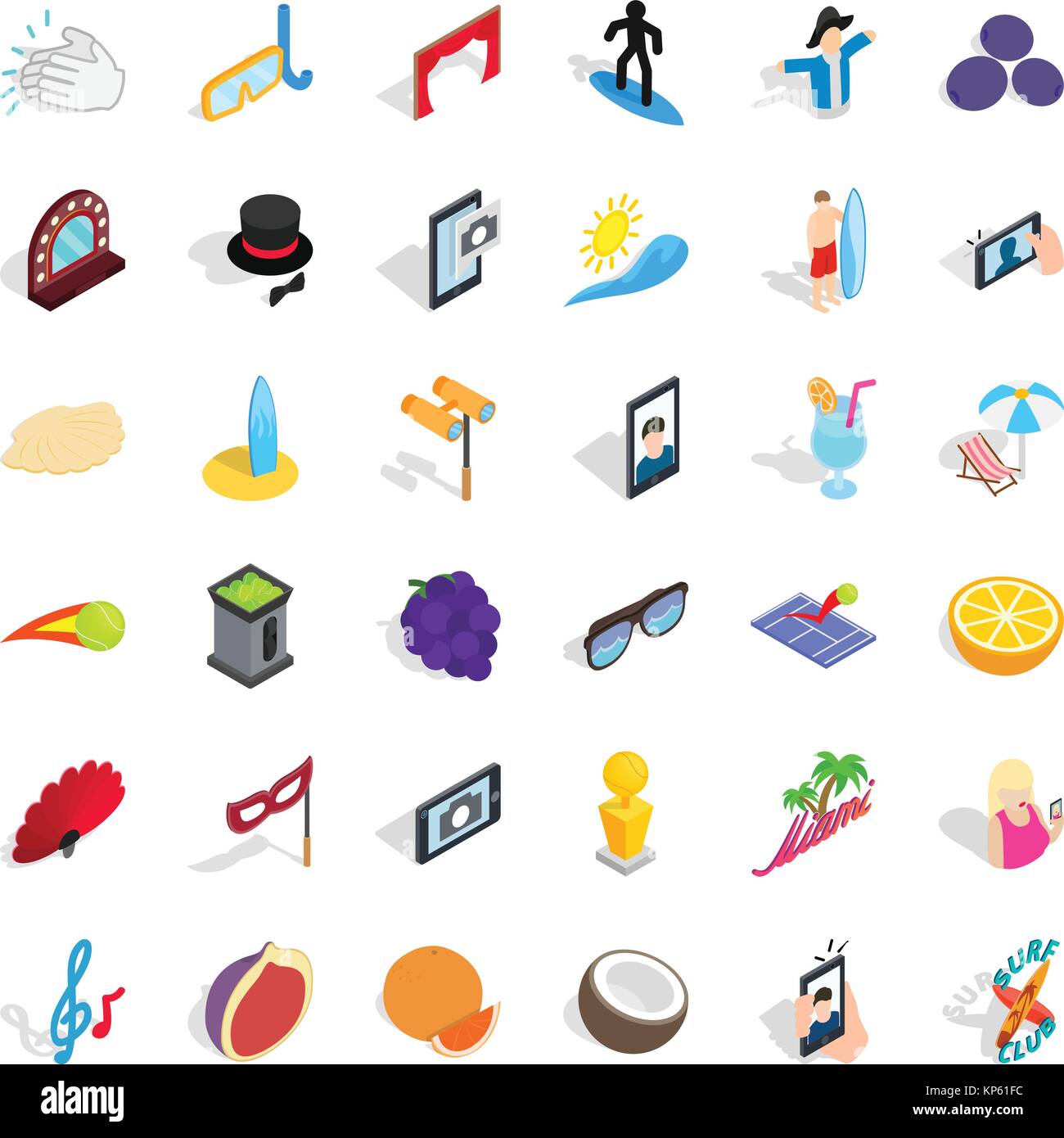 Surfing icons set, isometric style Stock Vector Image & Art - Alamy