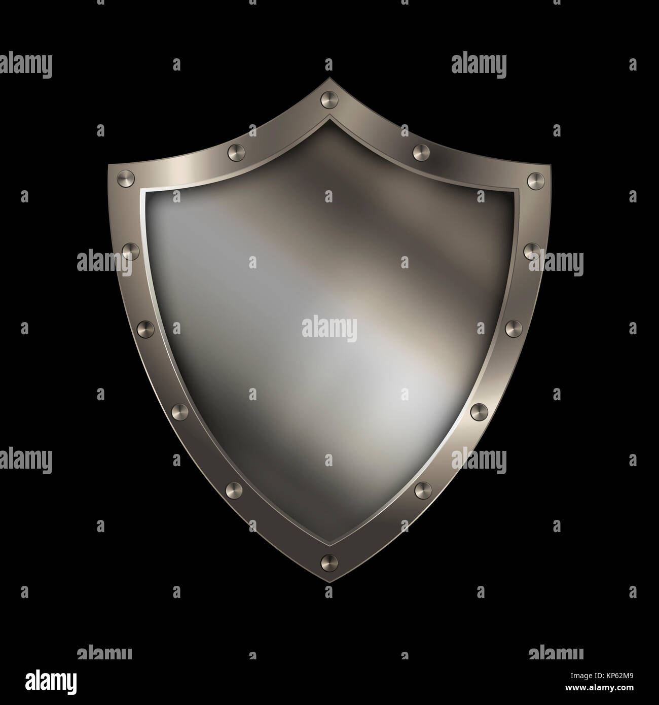 Medieval shield with riveted border on black background Stock Photo - Alamy