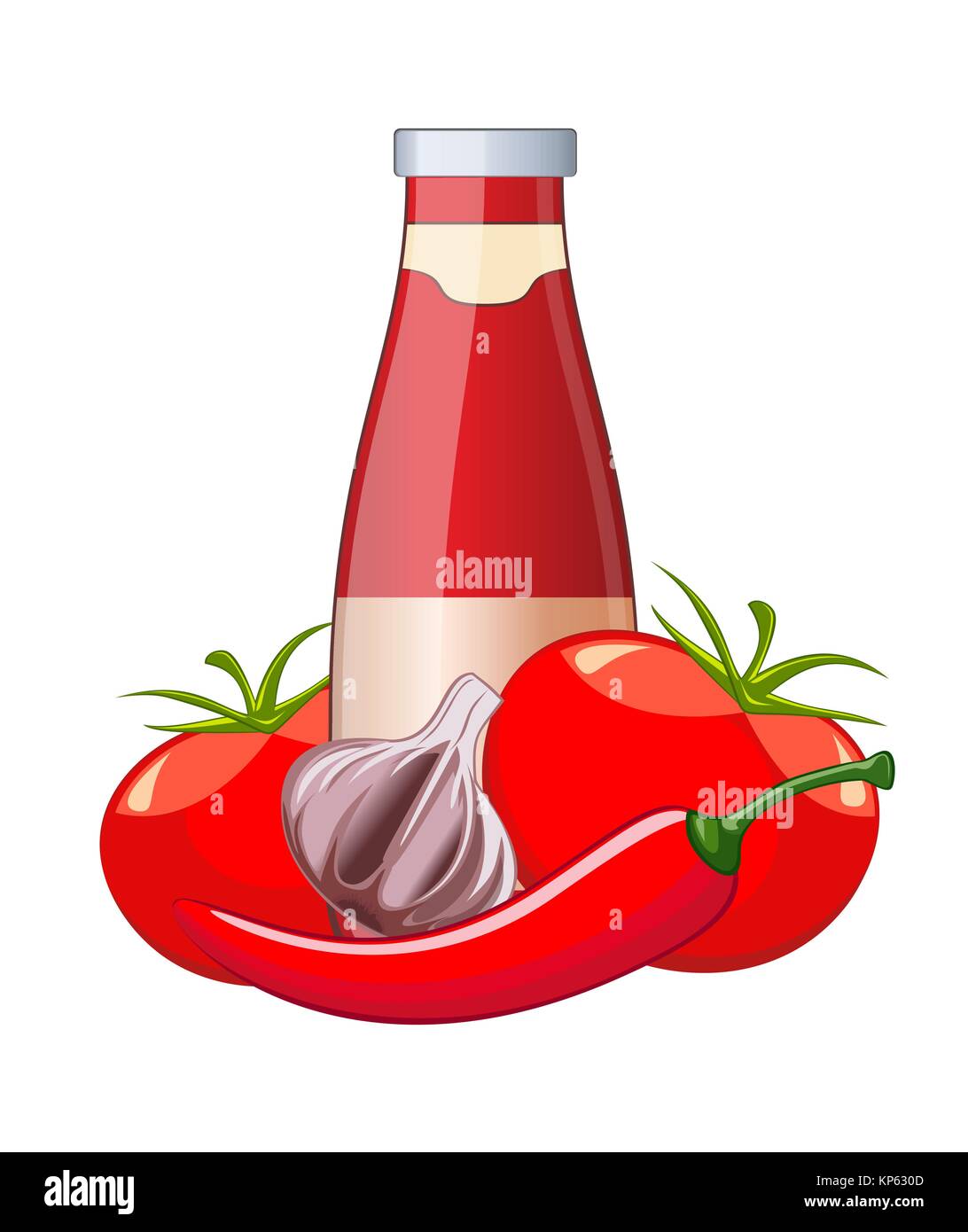 Tomato ketchup bottle isolated on white background vector illustration