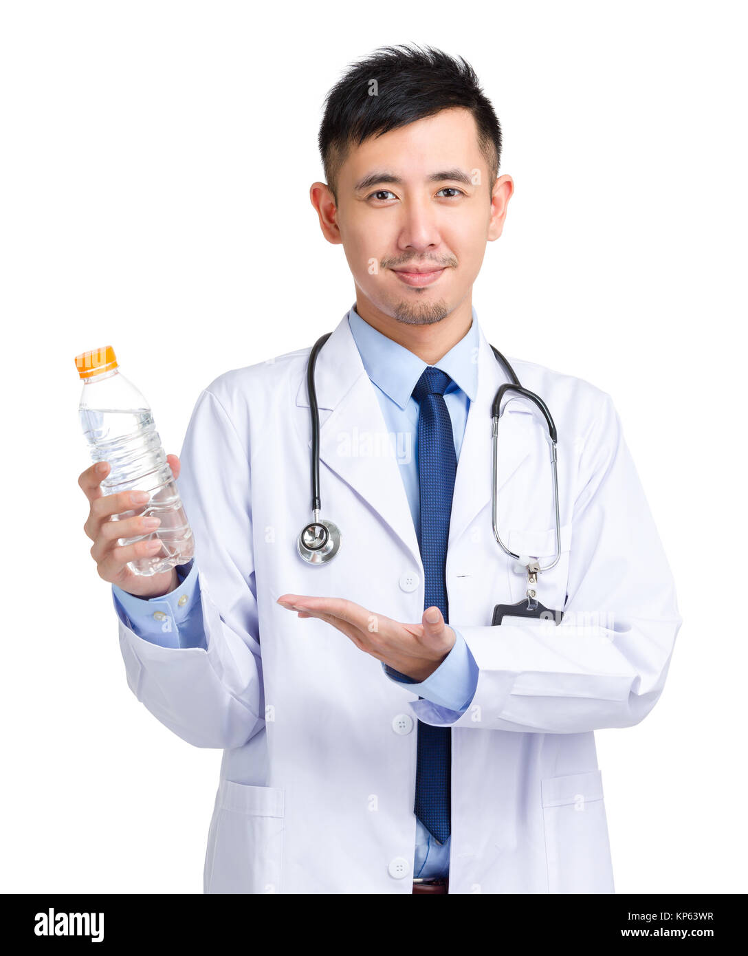 Asian doctor with water bottle Stock Photo Alamy