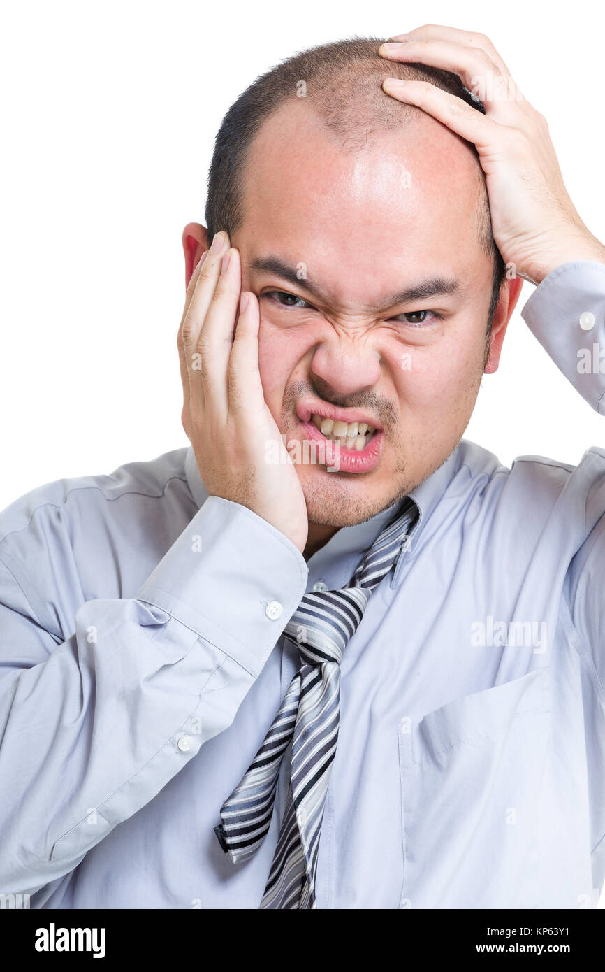 Businessman suffer from toothache and headache Stock Photo Alamy