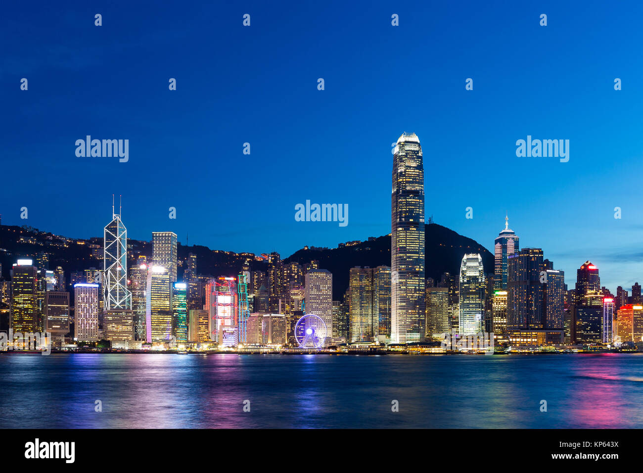 Hong Kong Island skyline at night Stock Photo - Alamy