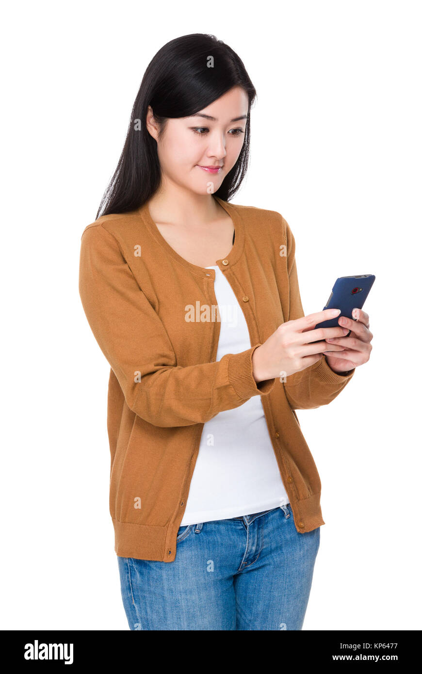 Asian woman use of mobile phone Stock Photo - Alamy