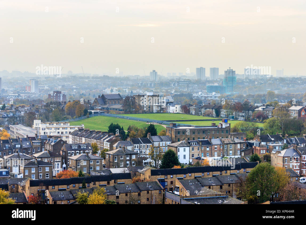 View over the Dartmouth Park area of North London, UK, showing the