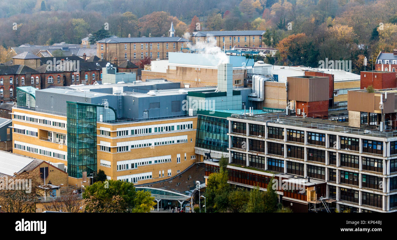 The Whittington Hospital in North Islington, London, UK, viewed from above Stock Photo