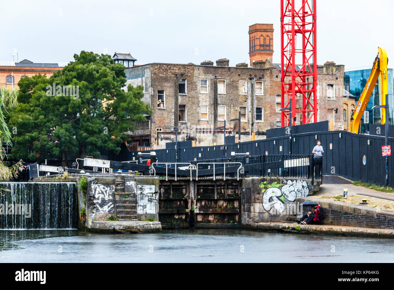Apartments in a converted warehouses, Regent's Canal, Camden Town, London, UK Stock Photo