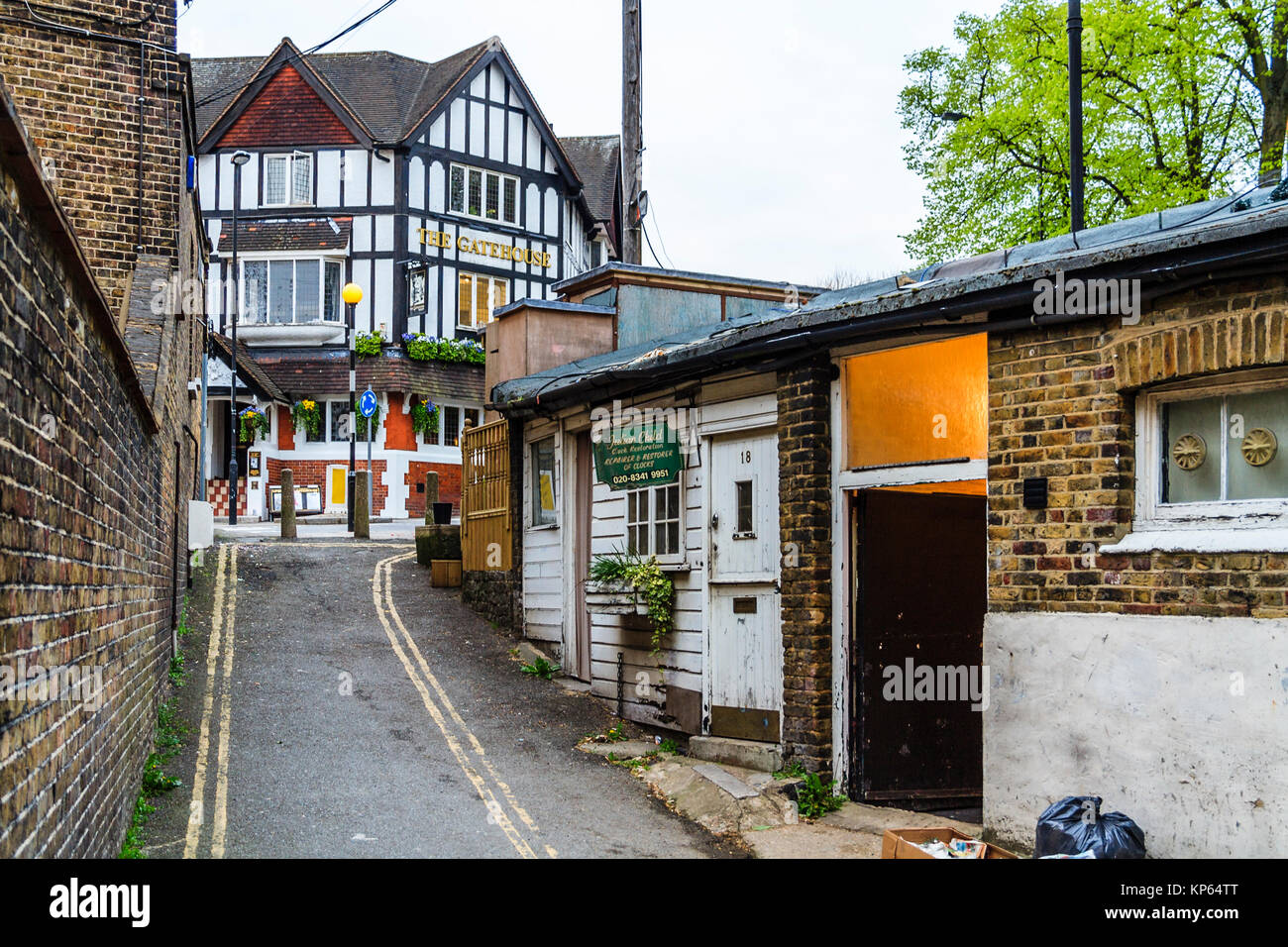 The narrow alley between Pond Square and West Hill, location of Julian