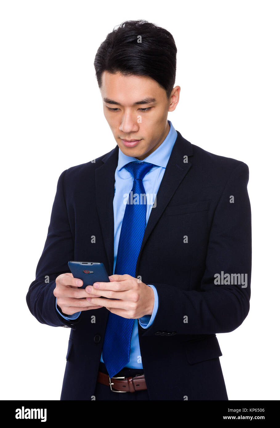 Asian young businessman use of the tablet pc Stock Photo - Alamy