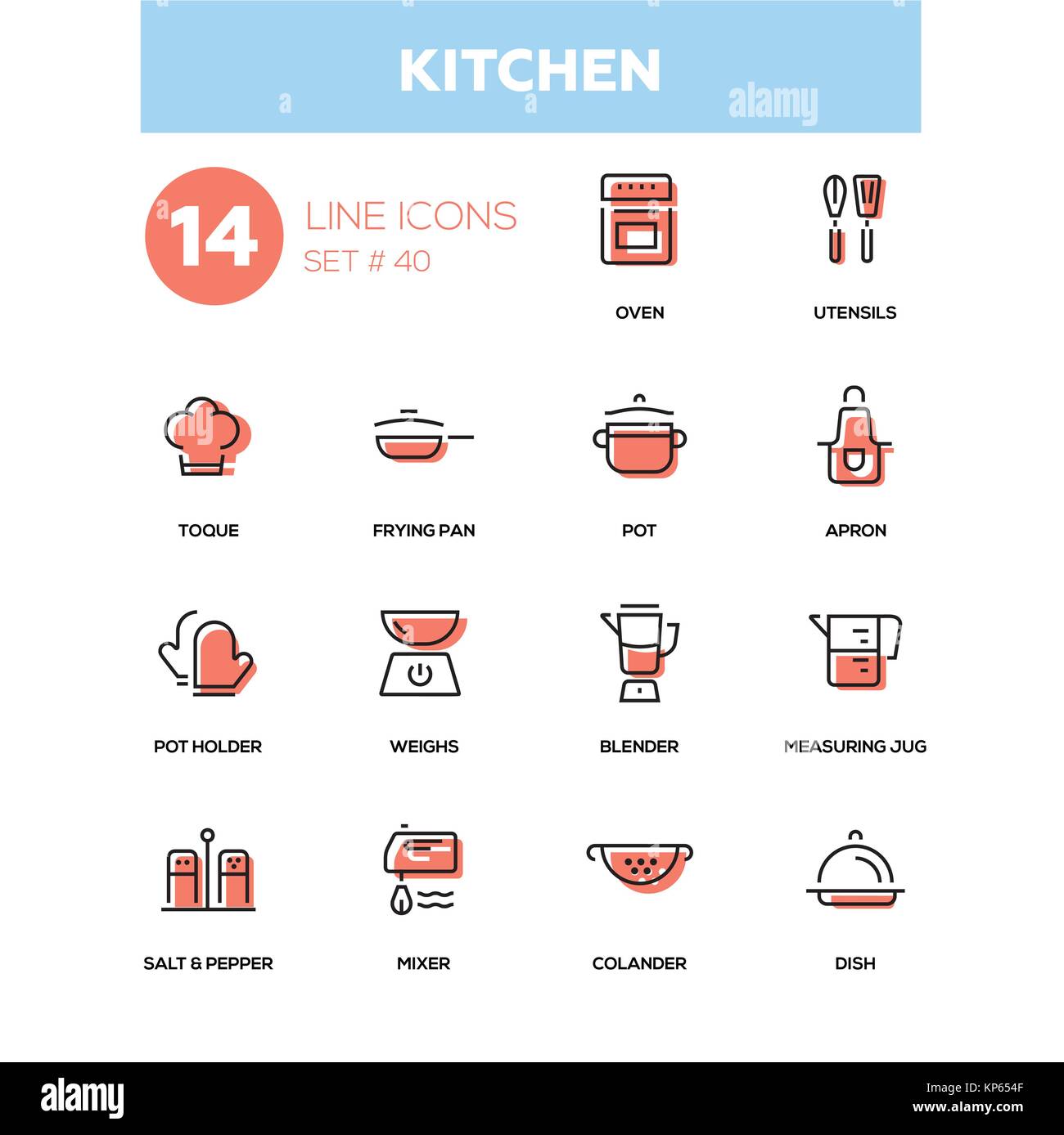 Kitchen utensils - line design icons set Stock Vector Image & Art - Alamy