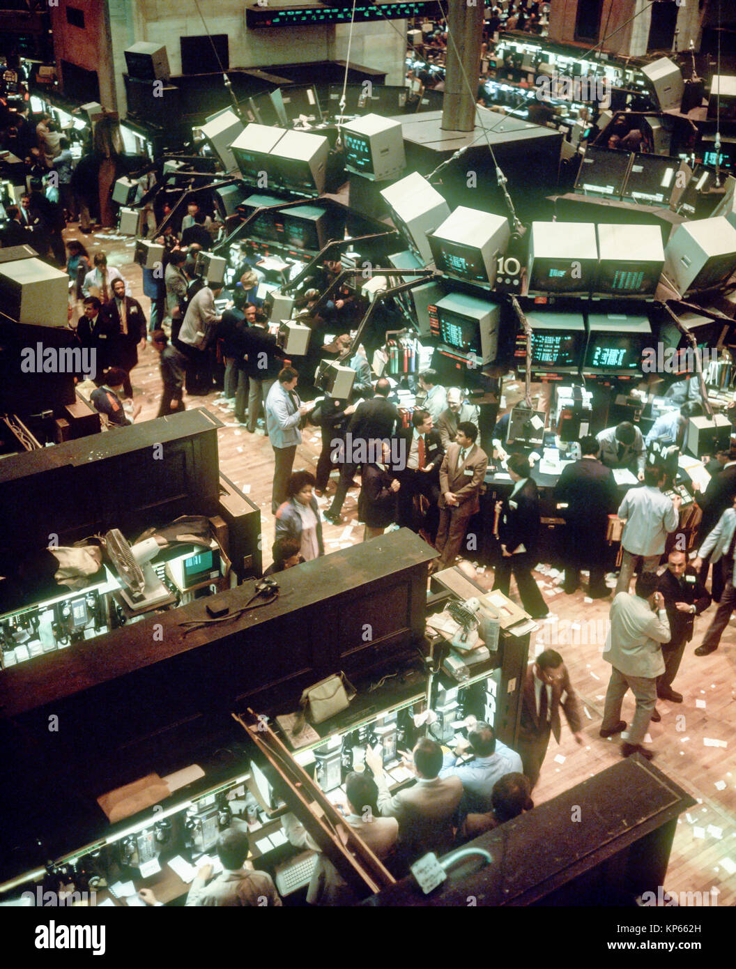 May 1982,New York,NYSE,Stock Exchange interior,trading floor overview,financial district,Manhattan,New york City,NY,NYC,USA,, Stock Photo