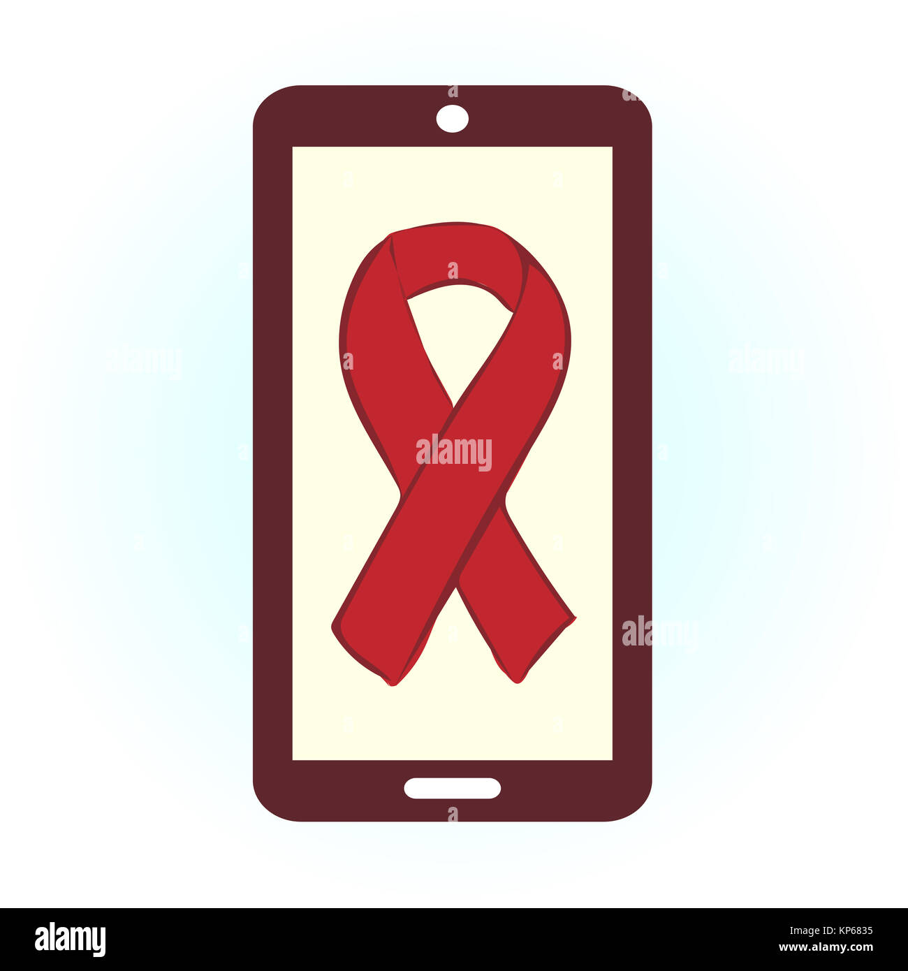 Smartphone World AIDS Day red ribbon Stock Photo - Alamy