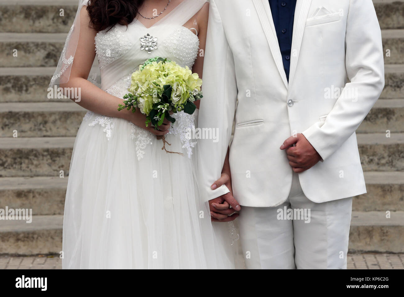 Newly wed couple. Bride and groom. Dalat. Vietnam. Stock Photo