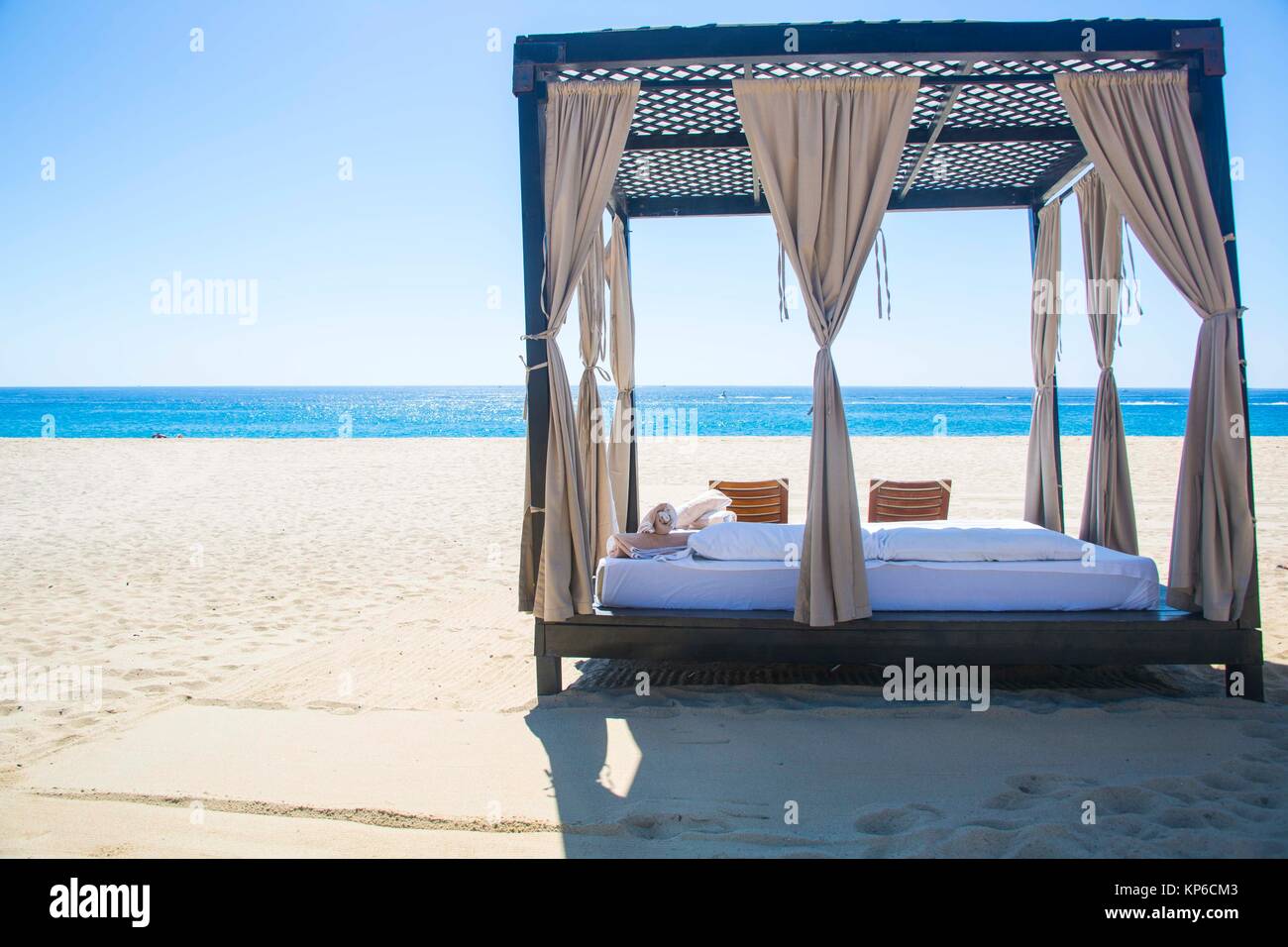 cabana where people can rent and relax under on the beach