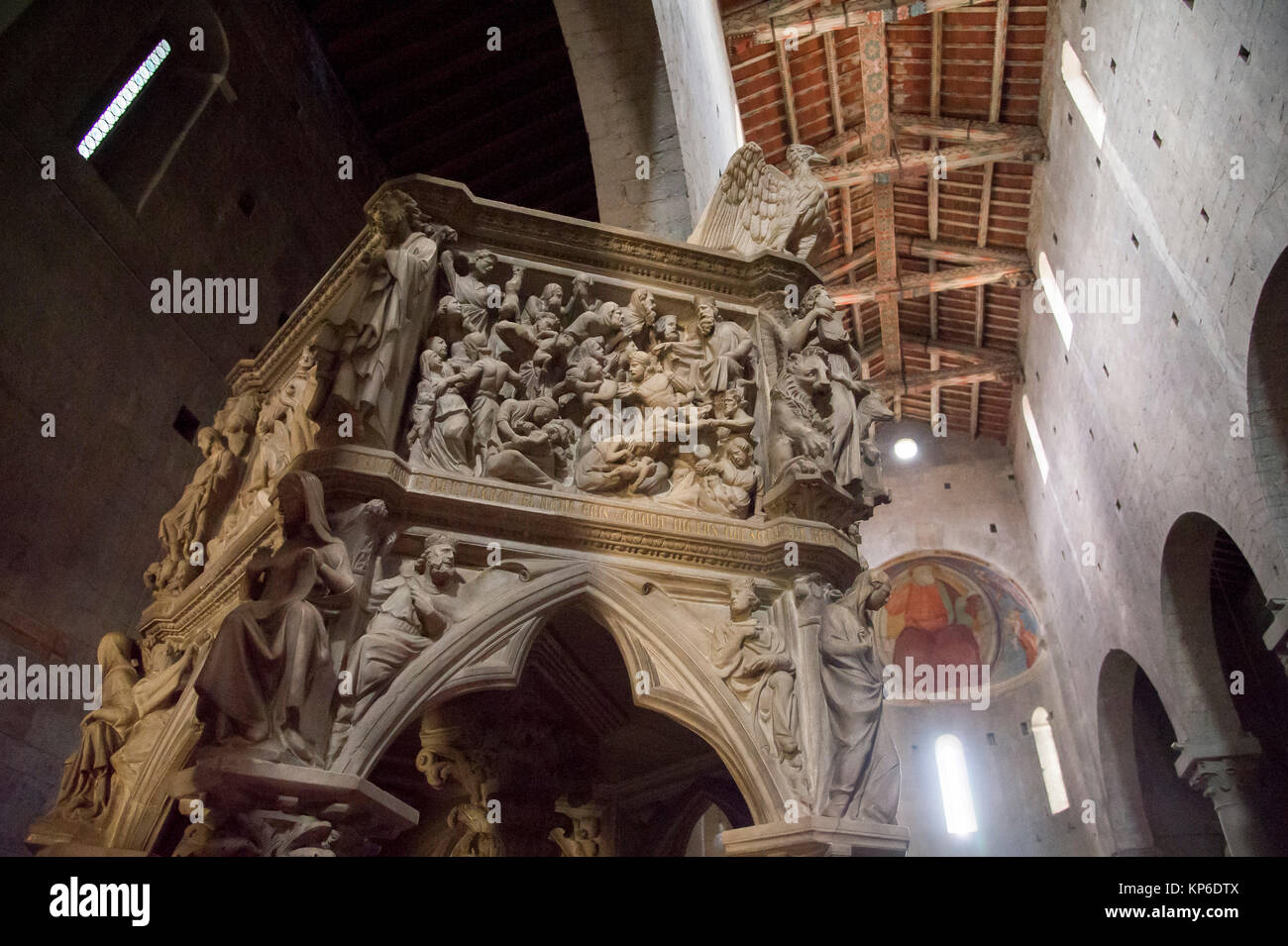 Romanesque pulpit of Sant' Andrea by Giovanni Pisano in Pieve di Stock