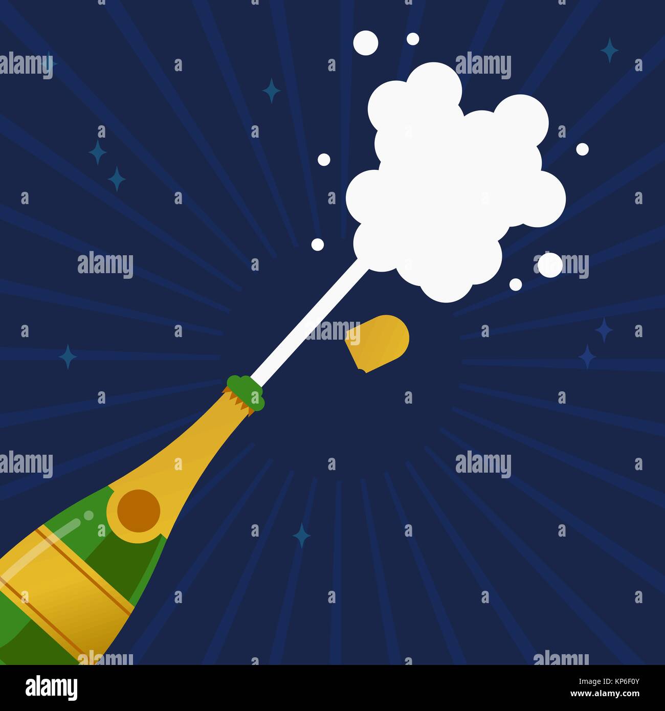 Happy New Year greeting card illustration of champagne party bottle ...