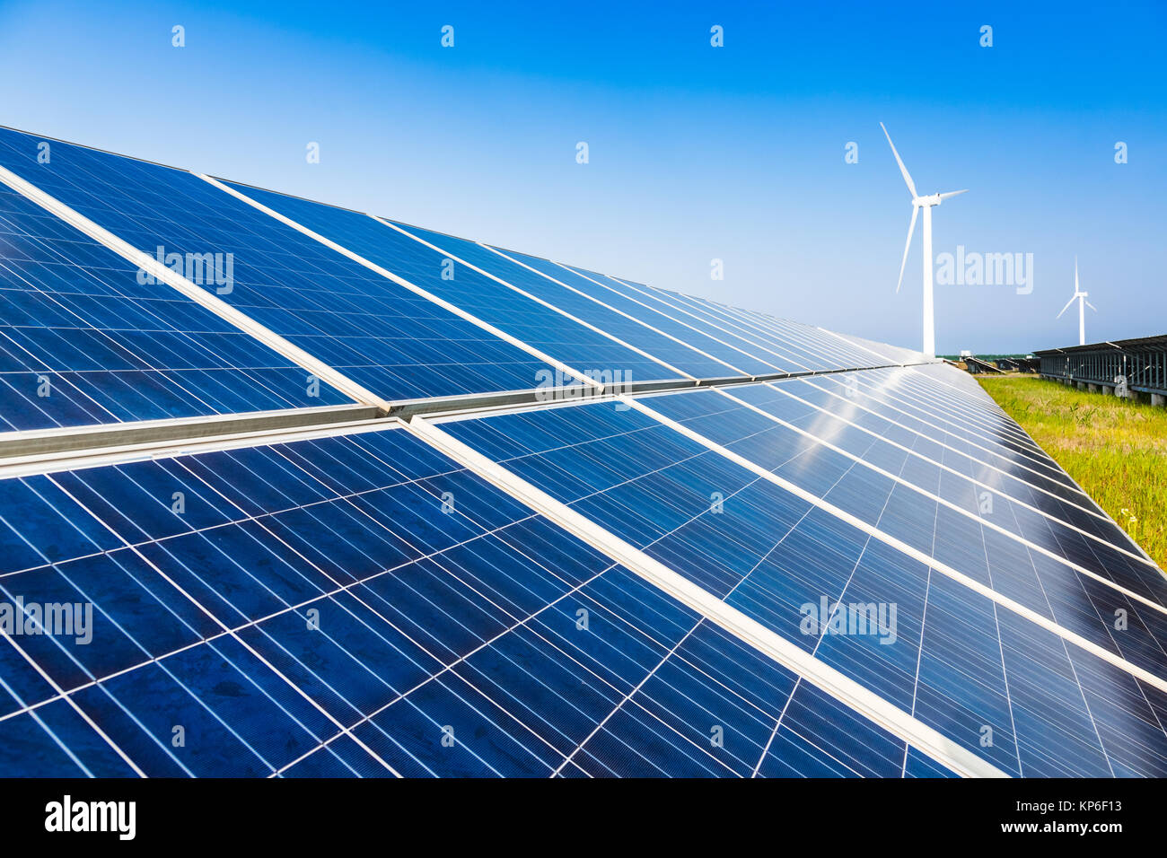 Solar Panel On Grassy Field in countryside with skyline Stock Photo - Alamy