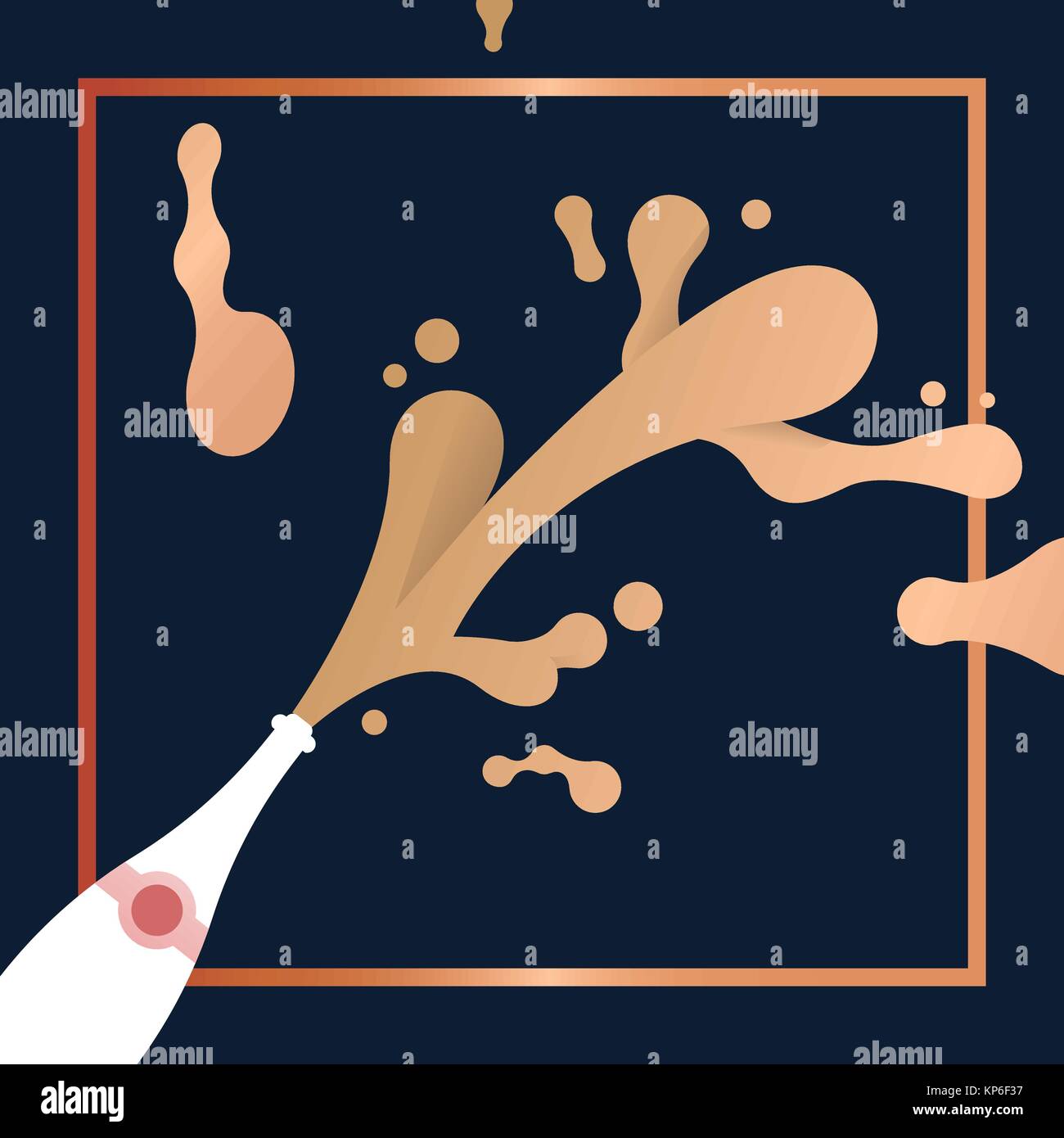 New Year greeting card with champagne bottle explosion splash, elegant ...