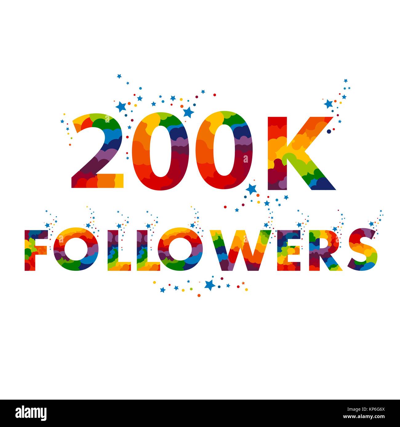 Two hundred thousand followers. followers design template for social network subscribers or followers 200K Stock Vector