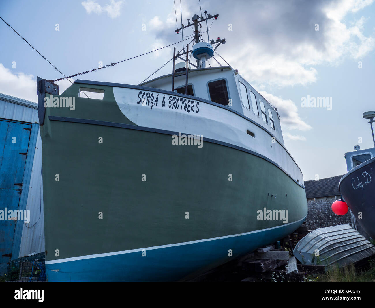 Boat in dry dock, Marie Joseph, Nova Scotia, Canada Stock Photo Alamy