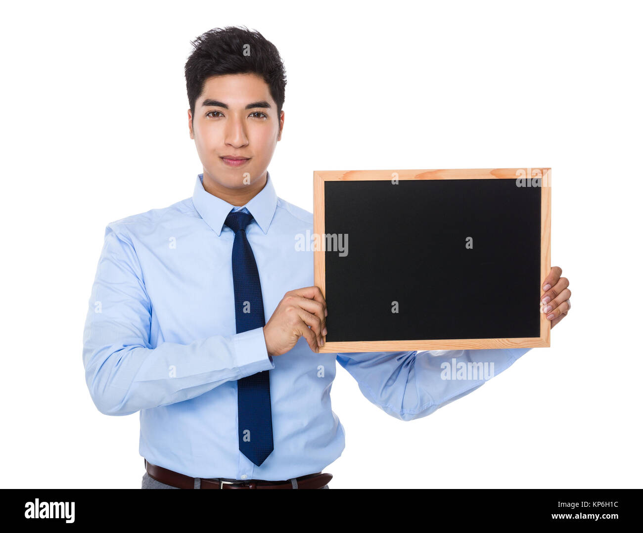 Businessman show with chalkboard Stock Photo Alamy