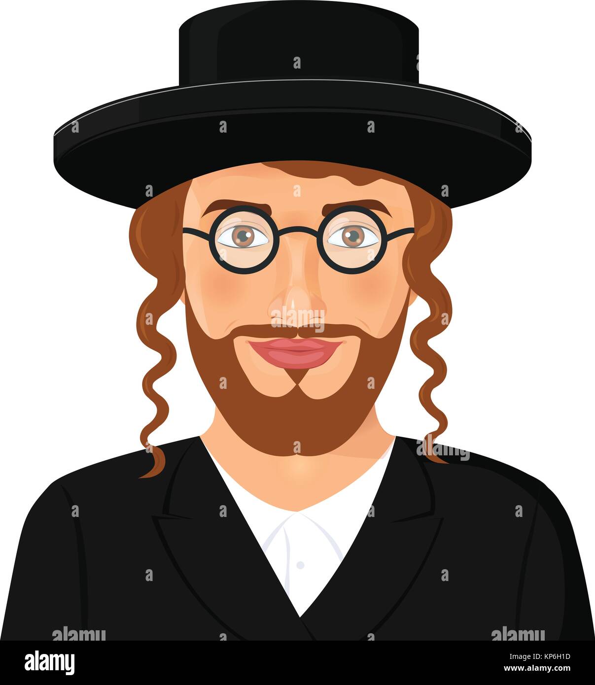 Jewish man face portrait with hat and beard in a black suit. Jerusalem ...