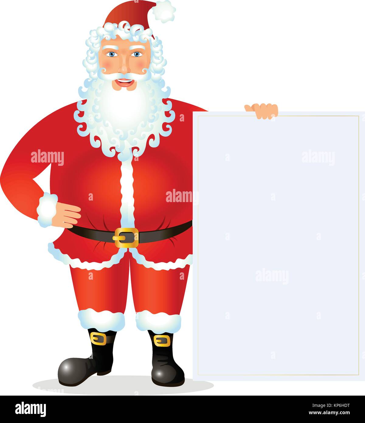 Santa Claus standing with christmas banner - Illustration isolated on ...