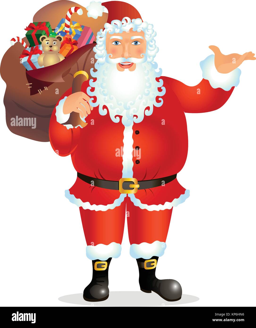 Cartoon Santa Claus present something vector illustration - isolated on white.  Christmas. New year Stock Vector