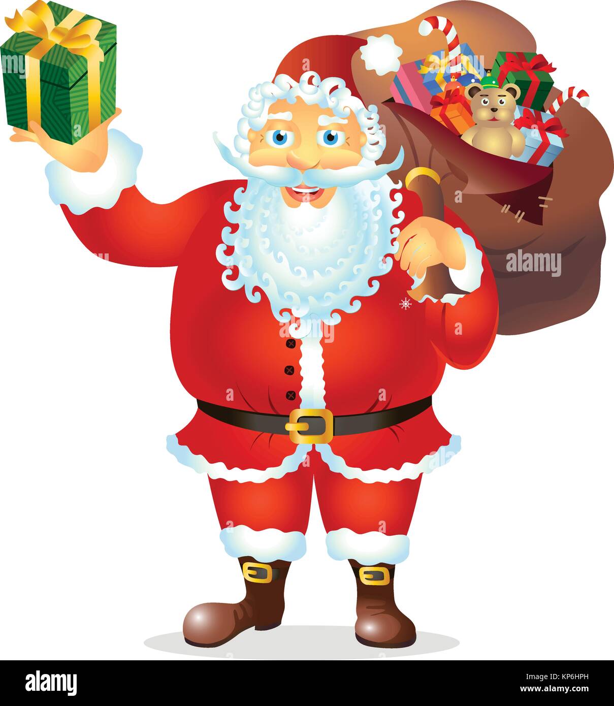 Santa Claus happy with gift in hands vector - Illustration isolated on ...