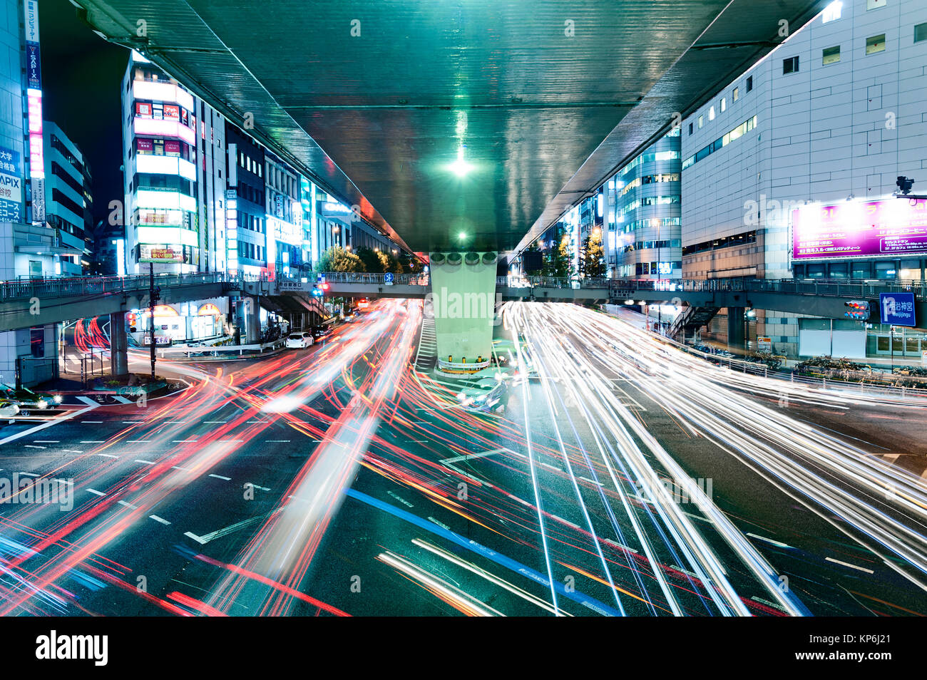 Urban Cityscape at Night Stock Photo