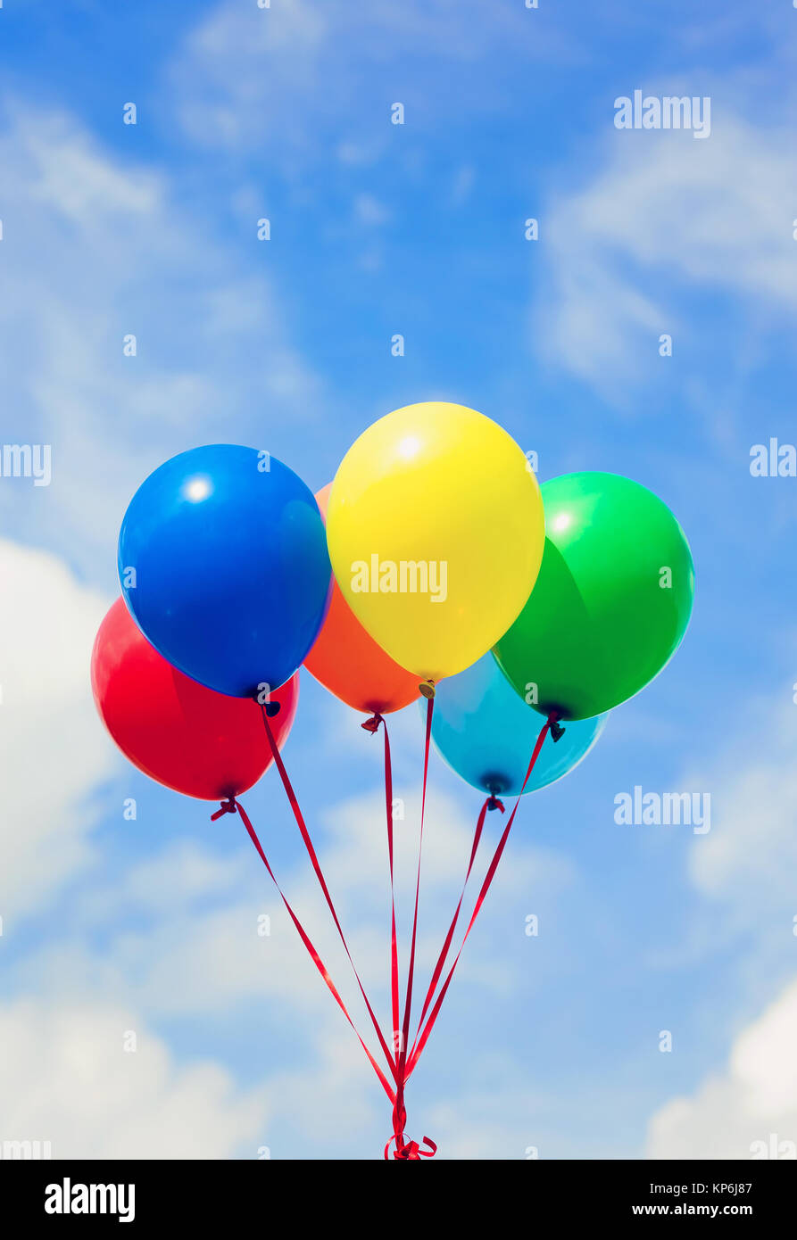 Colorful balloons with sunshine Stock Photo