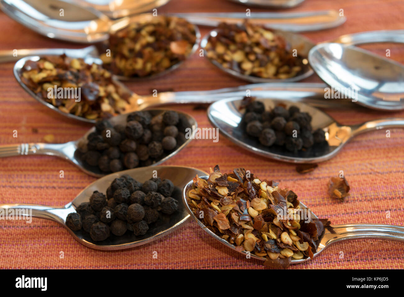 crushed red pepper and black pepper Stock Photo Alamy