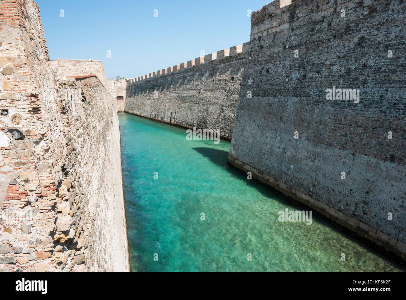 Royal Walls (Murallas Reales) and navigable moat, Ceuta, autonomous city, Spain, North Africa, Moroccan coastline. Stock Photo