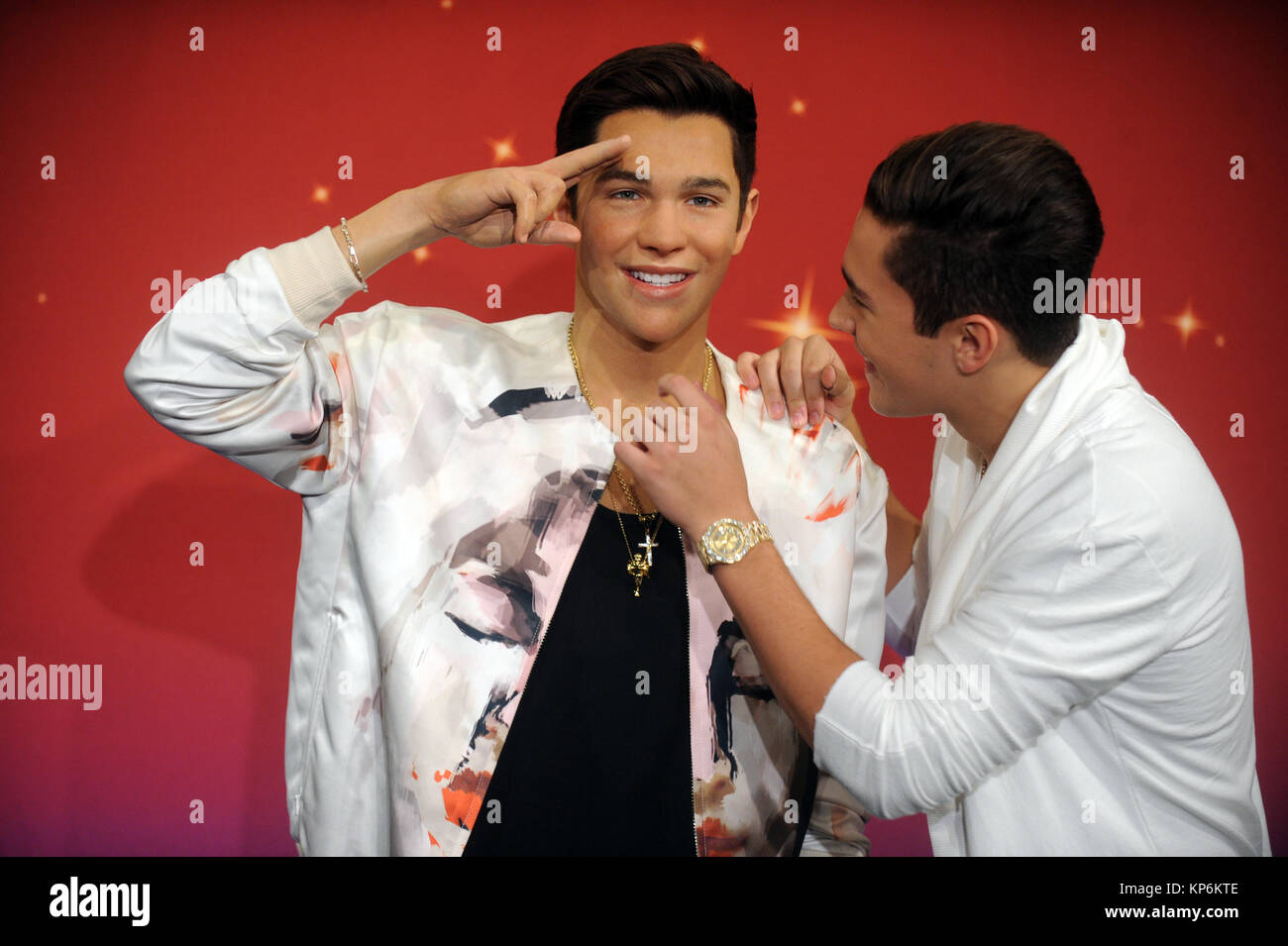 New York Ny August 11 A Madame Tussauds Orlando Wax Figure Of Pop Sensation Austin Mahone Is