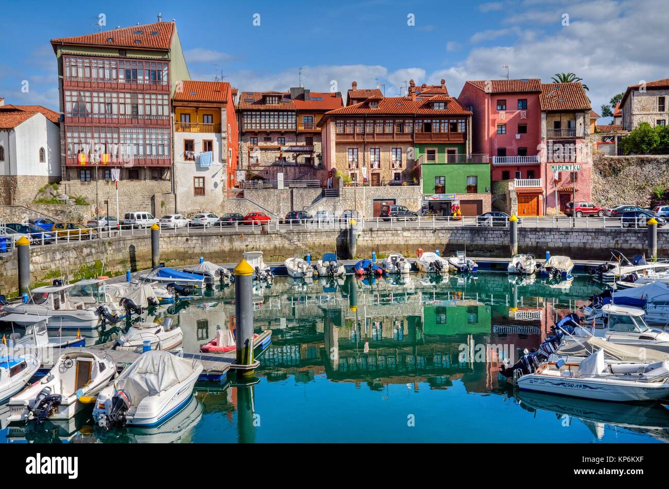 Harbour, Llanes village, Asturias. Spain. Historical Heritage Site. Stock Photo