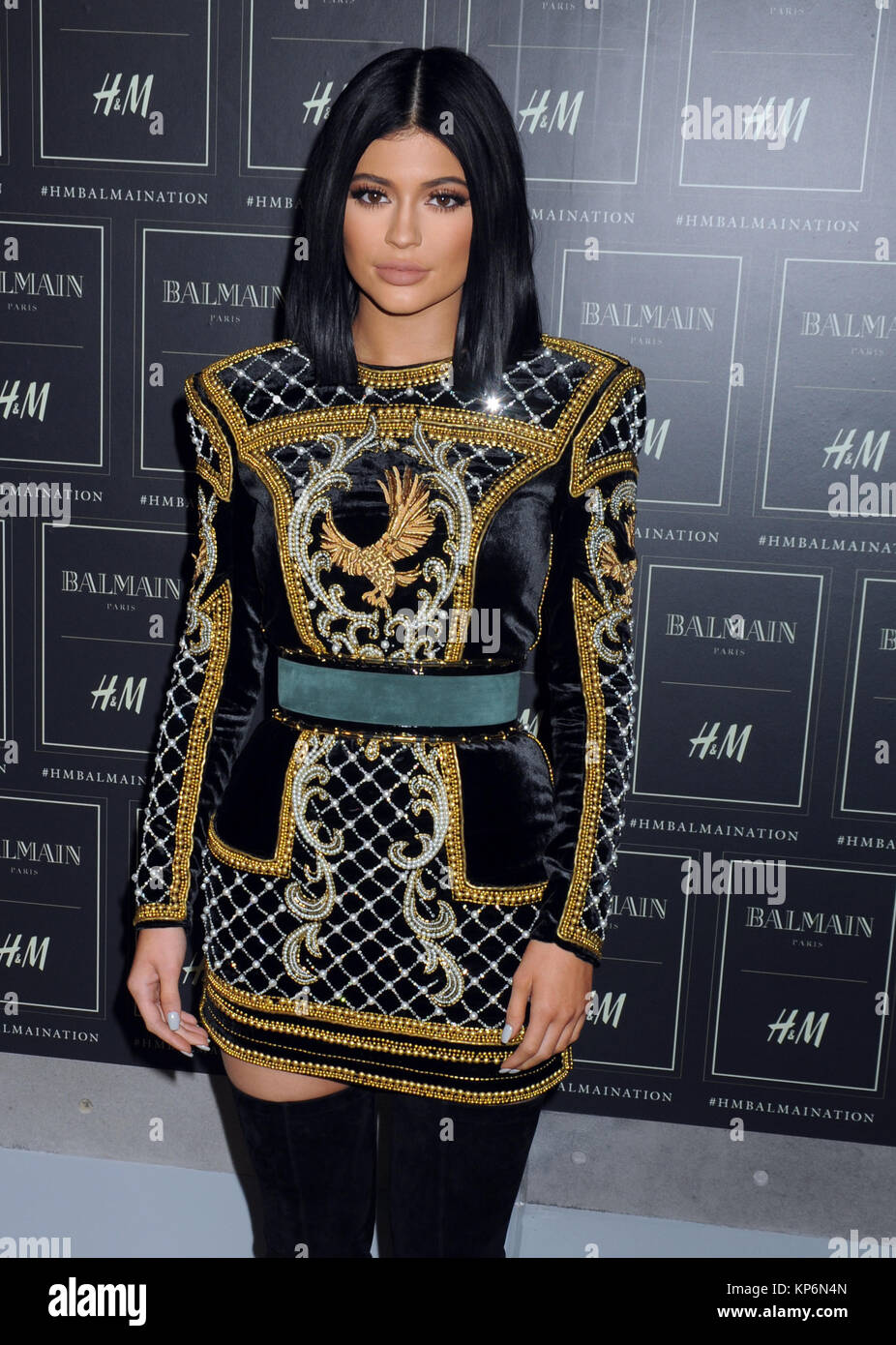 NEW YORK, NY - OCTOBER 20: Kylie Jenner at the BALMAIN X H&M collection  launch event at 23 Wall Street on October 20, 2015 in New York City.  People: Kylie Jenner Stock Photo - Alamy
