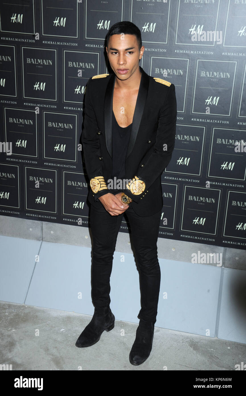NEW YORK, NY - OCTOBER 20: Olivier Rousteing at the BALMAIN X H&M  collection launch event at 23 Wall Street on October 20, 2015 in New York  City. People: Olivier Rousteing Stock Photo - Alamy