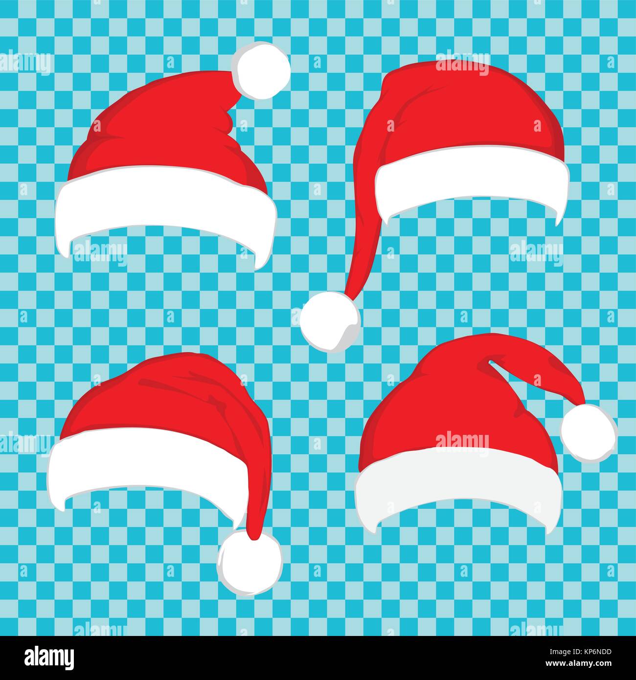 Santa Claus red hat set on white Stock Vector