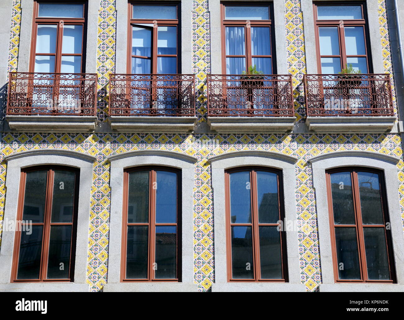 house facade with azulejos (wall tiles) in porto,portugal Stock Photo